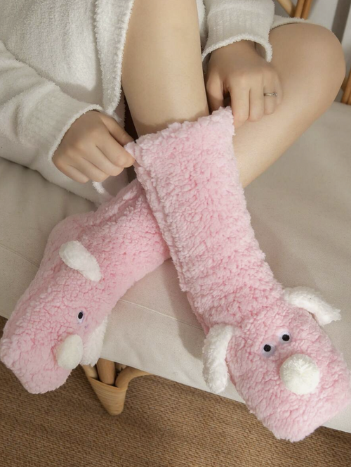 Doggie Warm Thermal Anti-Slip Plush Socks (Pink)