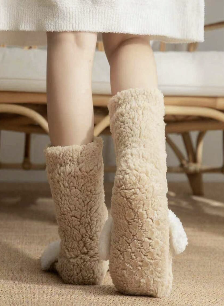 Doggie Warm Thermal Anti-Slip Plush Socks (Khaki)